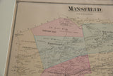 Topographical details, property names, and district lines on the antique Mansfield NJ map.