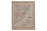 Antique Somers NY map, mid 19th century, with faded pastel colors and decorative border.