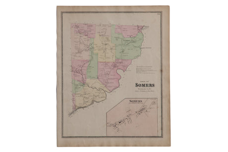 Antique Somers NY Map // ONH Item 8470