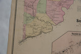 Mid-19th century antique Somers NY map detail, Croton River, and district borders.