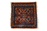 Vintage Lilihan rug with terracotta rose and cobalt blue Herati floral motifs, 1'10