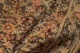 Soft texture and short pile of a vintage Farahan Sarouk rug with intricate floral vinery.