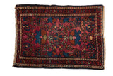 Hand knotted Lilihan vintage mat with floral-geometric patterns and brilliant gem tone colors.
