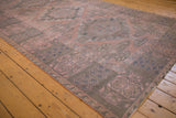 Distressed wide border in blush and charcoal with geometric floral, wave pattern.