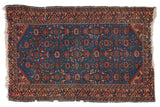 Vintage hand-knotted Malayer rug, sapphire blue field with allover Herati and curvilinear border.