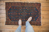 Hand knotted Malayer rug, allover Herati design with gem tone colors and visible texture underfoot.