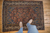Vintage Persian Malayer rug, allover Herati design, madder root red, indigo blue, intricate pawn border. 3'5