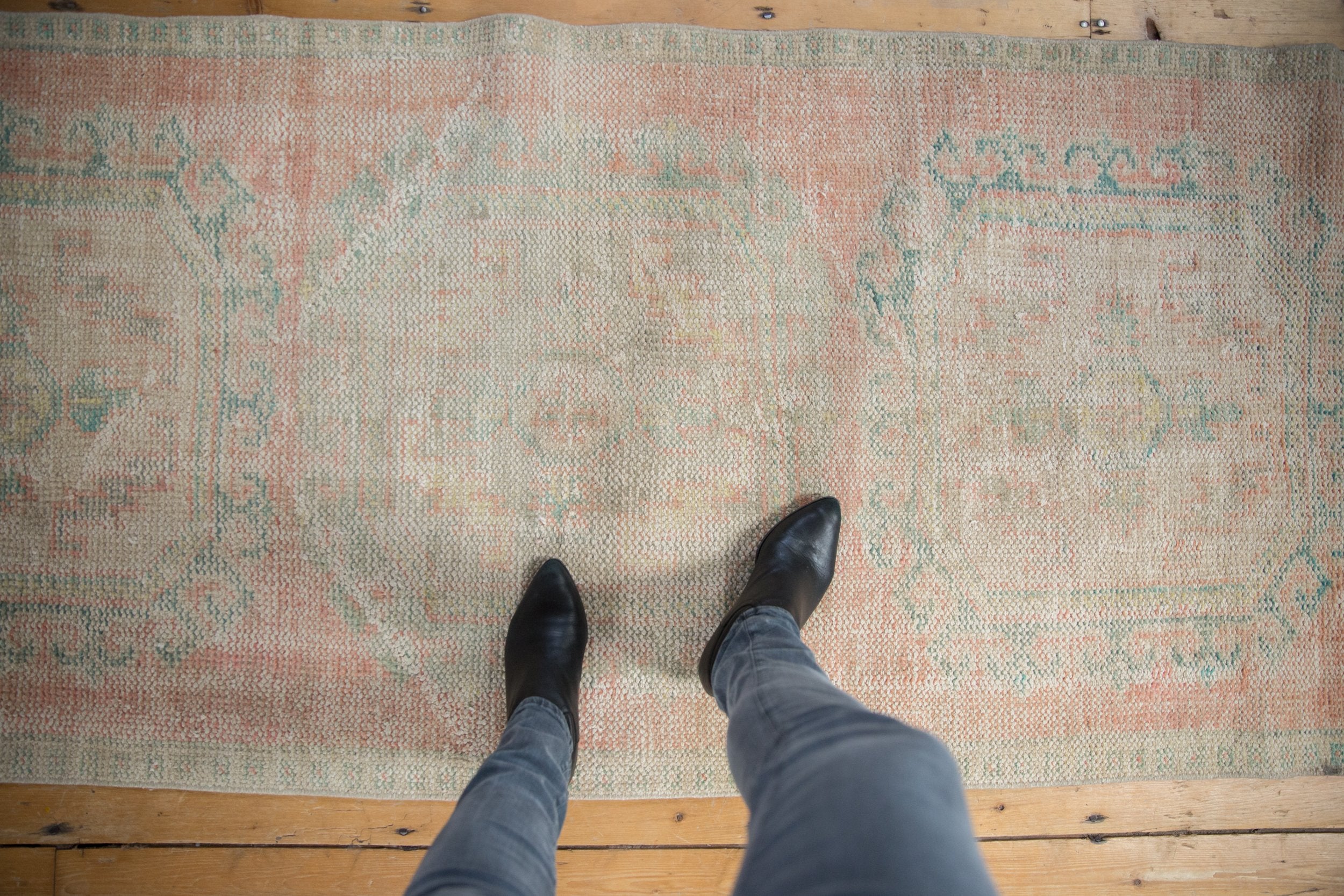 3x11.5 Vintage Distressed Fragment Oushak Rug Runner // ONH Item 8549 Image 1