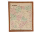 Mid-19th century Bedford NY map, pastel territory divisions, detailing Katonah, framed.