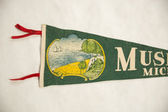 Vintage Muskegon Michigan Felt Flag // ONH Item 8572 Image 1