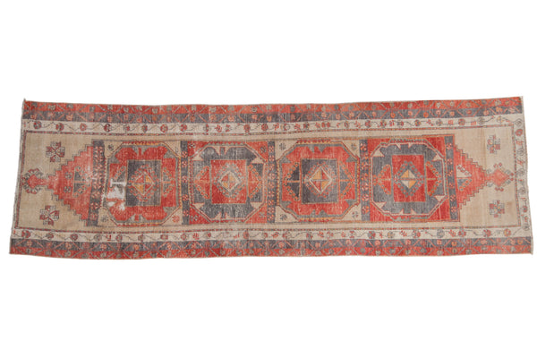 3x10.5 Vintage Distressed Fragment Oushak Rug Runner // ONH Item 8592