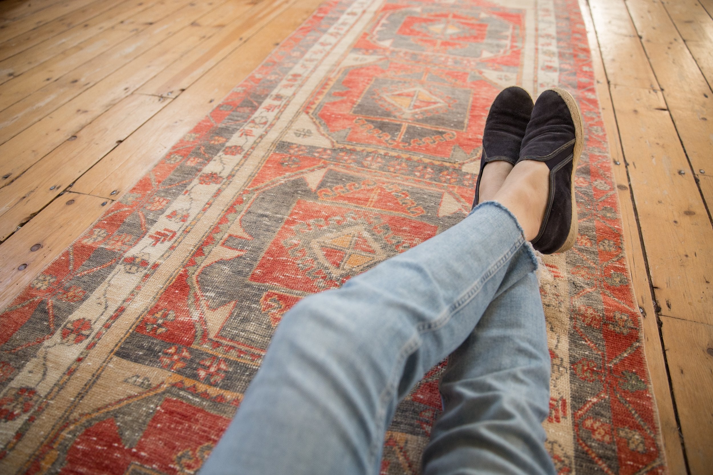 3x10.5 Vintage Distressed Fragment Oushak Rug Runner // ONH Item 8592 Image 1