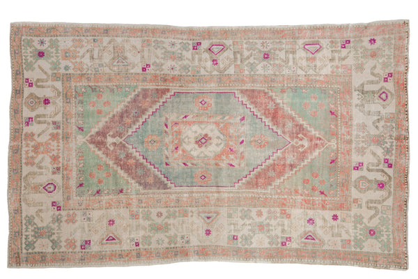 5.5x8.5 Vintage Distressed Oushak Carpet // ONH Item 8615