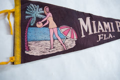 Vintage Miami Beach FL Felt Flag // ONH Item 8651 Image 1