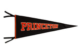 Vintage Princeton Felt Flag, black with orange and white lettering, circa 1960s, 29x11.