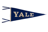 Vintage Yale blue felt flag featuring white 