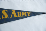 Vintage Army Felt Flag, blue felt with faded yellow 'S. ARMY' lettering and worn tip.