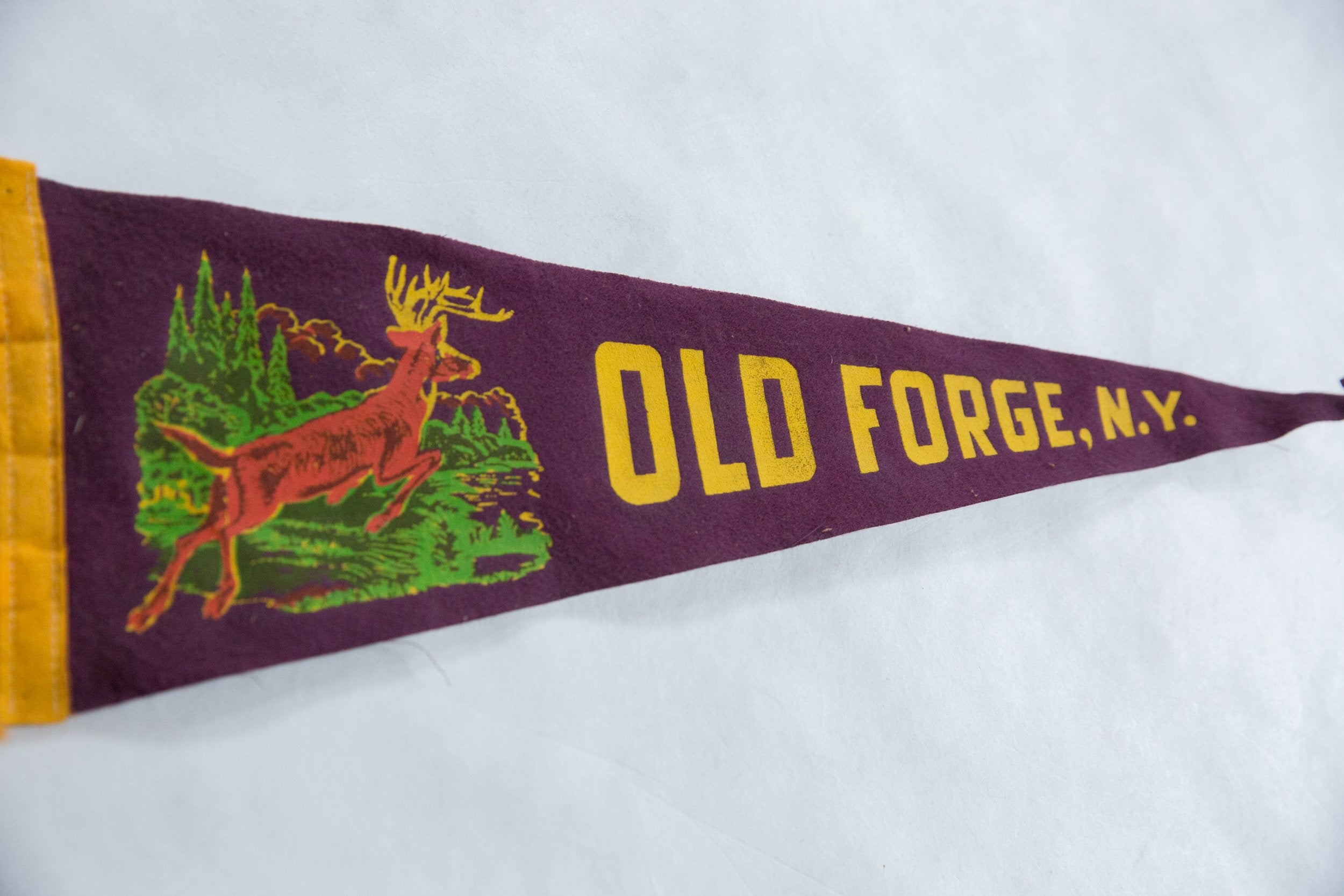 Vintage Old Forge NY Felt Flag // ONH Item 8685 Image 1