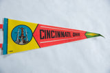 Vintage yellow and red felt pennant with Fountain Square graphic.
