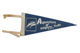 Vintage blue felt banner pennant, Aquarium of Niagara Falls dolphins graphic, 12x5 inches.