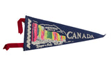 Vintage blue felt pennant for Horseshoe Falls Canada with a colorful retro graphic and red ties.