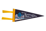 Vintage black felt pennant for National Baseball Hall of Fame, yellow tassels, 1960s.