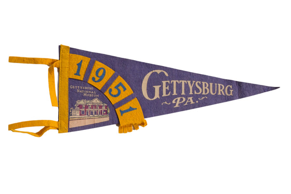 Vintage 1951 Gettysburg PA Felt Flag // ONH Item 8699