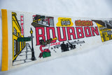 Vintage felt pennant graphic detail highlighting 