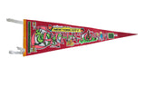 Vintage felt Chinatown New York City pennant, red with retro dragon design.