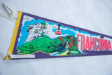 Vibrant graphic design on vintage felt pennant showing New Hampshire's Franconia Notch.