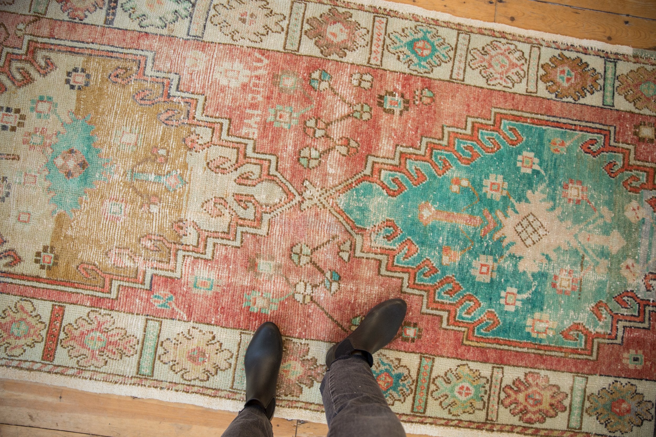 4x10 Vintage Distressed Oushak Rug Runner // ONH Item 8717 Image 1