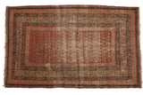 Antique Serbend rug with madder red boteh field, vine borders, mostly even wear, exposed foundation, 4'5