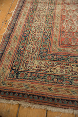 Antique Serbend rug corner detail with madder red pawn and meandering vine motifs.