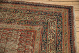 Antique Persian Serbend rug corner with madder red, navy blue meandering vine and pawn motifs.