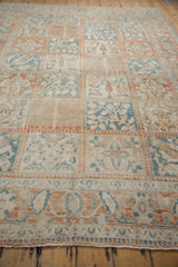 Lengthwise view showing the distressed texture and repeating panels of a Turkish carpet.