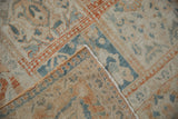 Hand-knotted foundation and distressed pile of a vintage Turkish Bakhtiari rug corner.