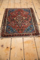 Antique Farahan Sarouk's fine knotting, intricate floral vines in brick red and blue.