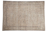 Vintage Distressed Sparta Carpet with ivory field and faded blue scrolled vinery, 7'2