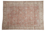 Distressed vintage Sivas carpet with rose, ivory, time-softened tones, allover palmettes, 7x10.