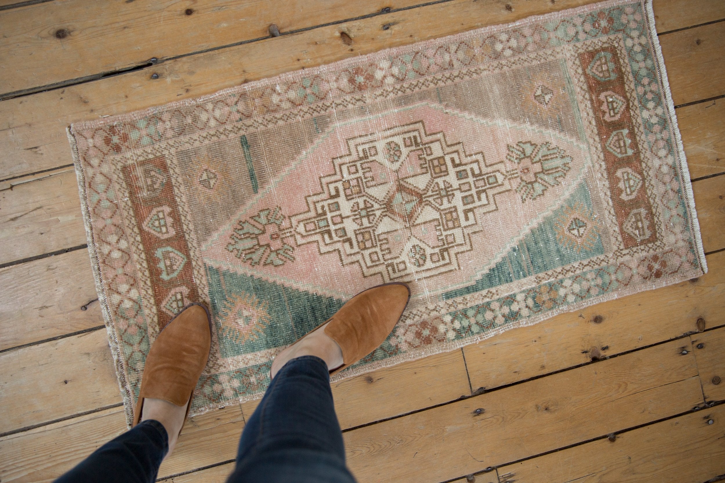 Vintage Distressed Oushak Rug Mat Runner / ONH item 8789 Image 1