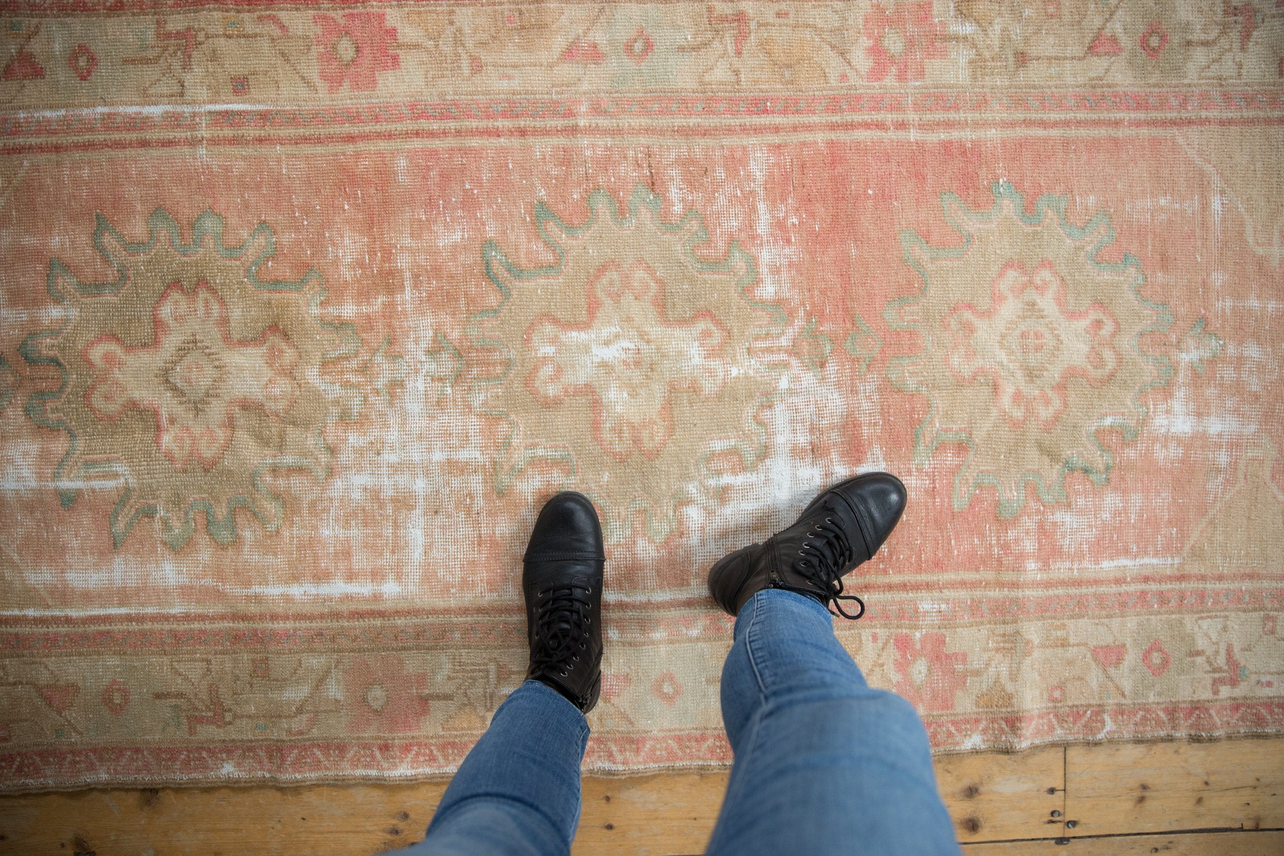 3.5x9 Vintage Distressed Oushak Rug Runner // ONH Item 8808 Image 1