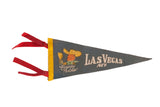 Gray-blue vintage Las Vegas felt pennant, Vegas Vic cowboy, 