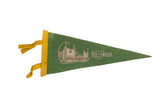 Vintage Hollywood CA felt pennant, green with yellow trim and Grauman's Chinese Theatre graphic.