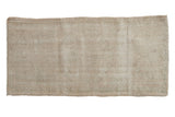 Vintage Distressed Oushak runner with faded roundel medallion in ivory and cream, 1'11