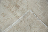 Distressed vintage Oushak runner with worn pile, visible foundation weave, and intact selvage.