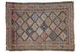 Antique fine Shirvan rug with intricate geometric starburst and pawn motifs in navy, rose, and sand.