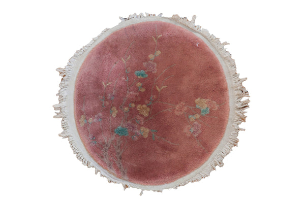 2x2 Vintage Nichols Art Deco Round Rug Mat // ONH Item 8957