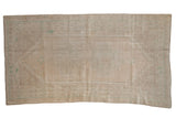 Vintage Distressed Oushak rug, muted double medallion, ivory, beige, pale green, 3'10