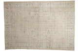 Distressed Sivas carpet, faded ivory field with subtle cobalt blue floral vinery, 6'10