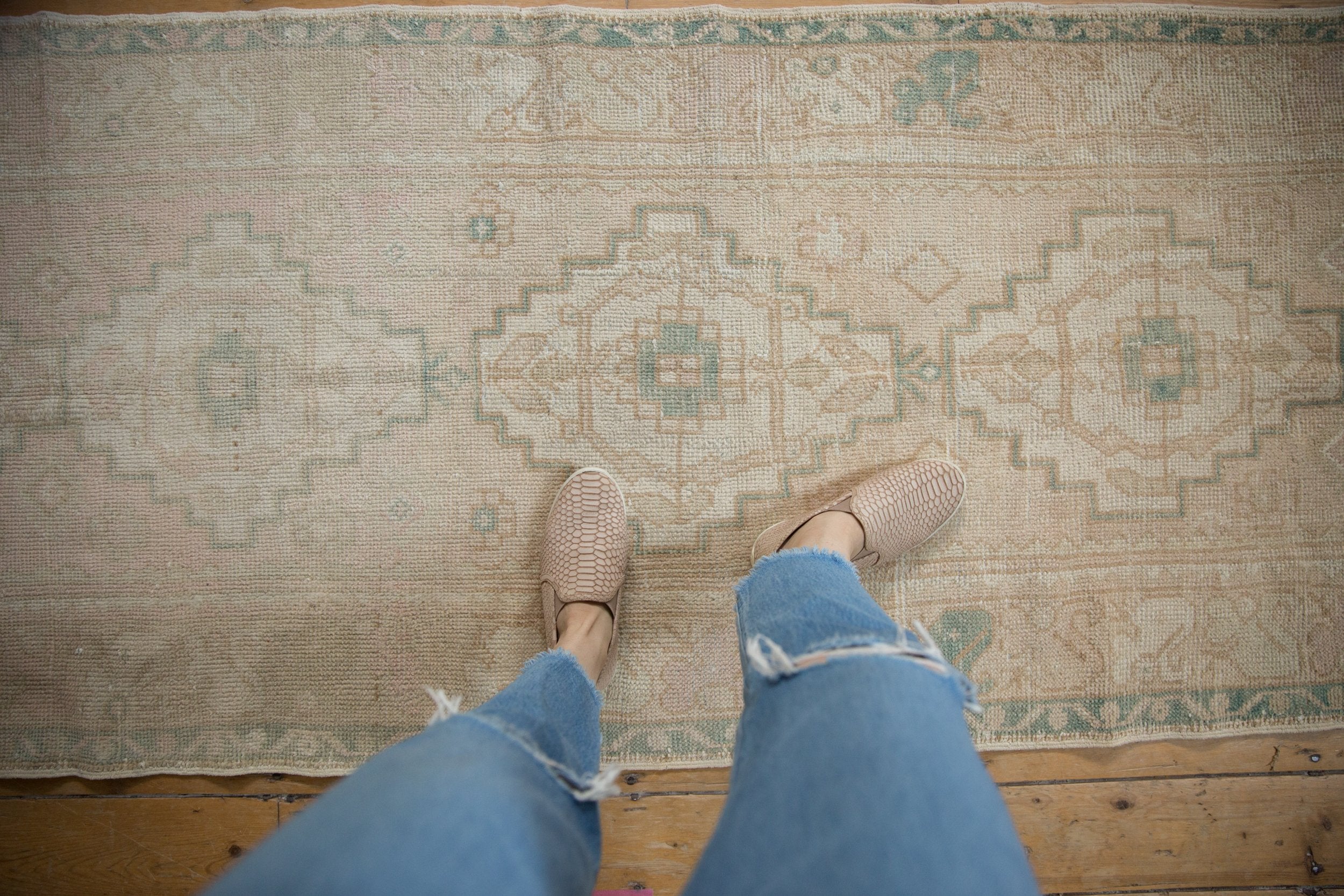 3x9 Vintage Distressed Oushak Rug Runner // ONH Item 9016 Image 1